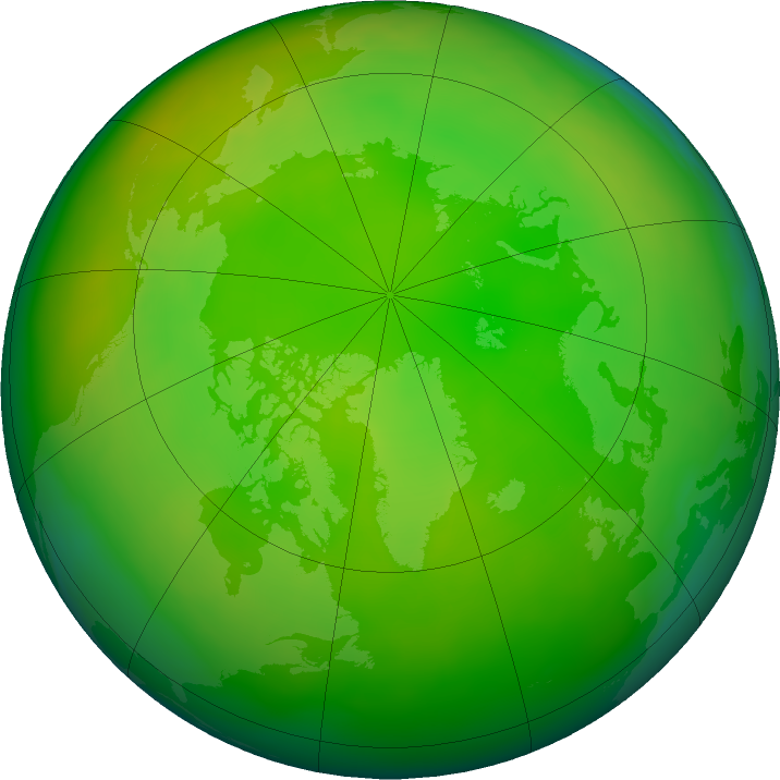 Arctic ozone map for June 2022